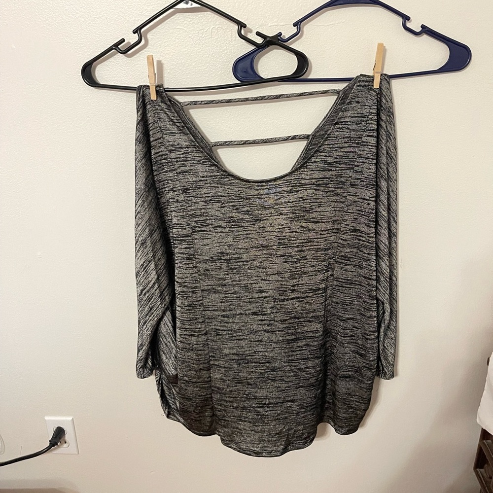 shine silver gray top